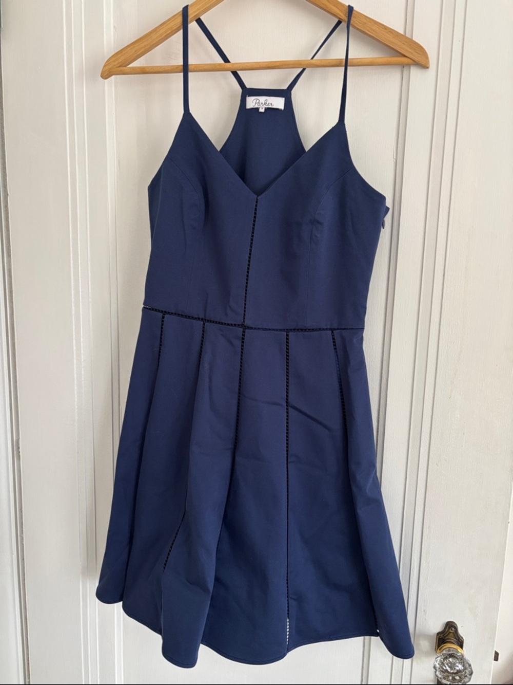 Parker Navy Spaghetti Strap A-Line Dress